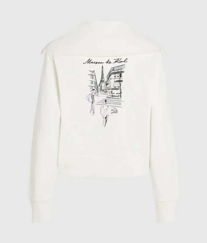 Sudadera con media cremallera y dibujo de París