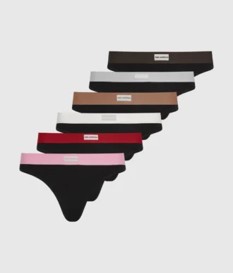 Tanga con etiqueta con logotipo – Paquete de 7