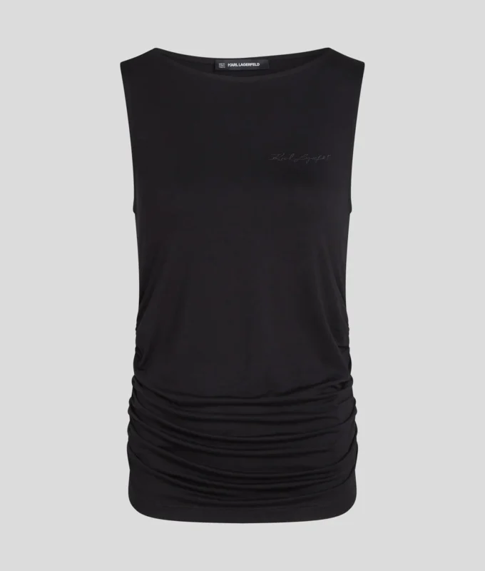 TOP CON CUELLO BARCO Y FRUNCIDOS