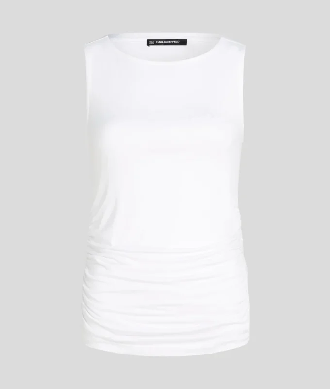 TOP CON CUELLO BARCO Y FRUNCIDOS