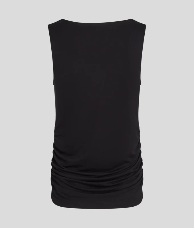 TOP CON CUELLO BARCO Y FRUNCIDOS