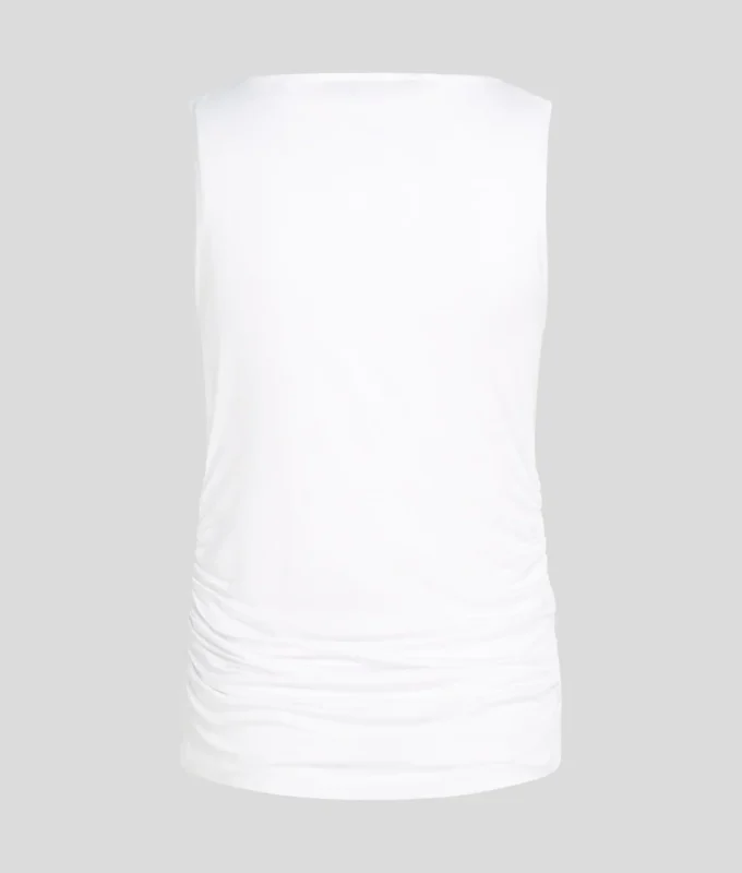 TOP CON CUELLO BARCO Y FRUNCIDOS