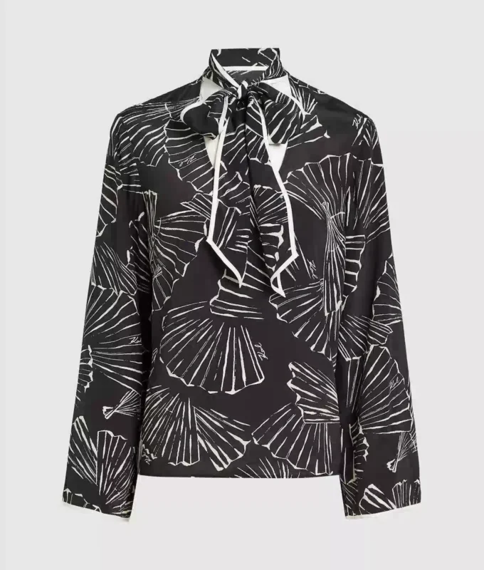 Top con estampado de abanicos