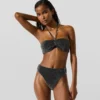 Top de bikini bandeau metalizado