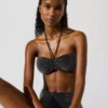Top de bikini bandeau metalizado