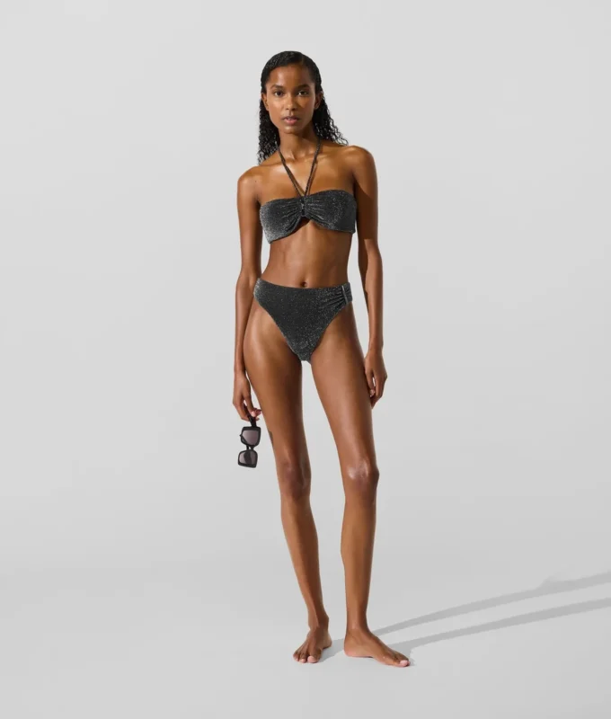 Top de bikini bandeau metalizado