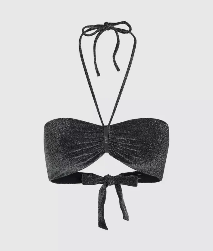 Top de bikini bandeau metalizado