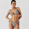 TOP DE BIKINI DE TRIÁNGULO A RAYAS IKON