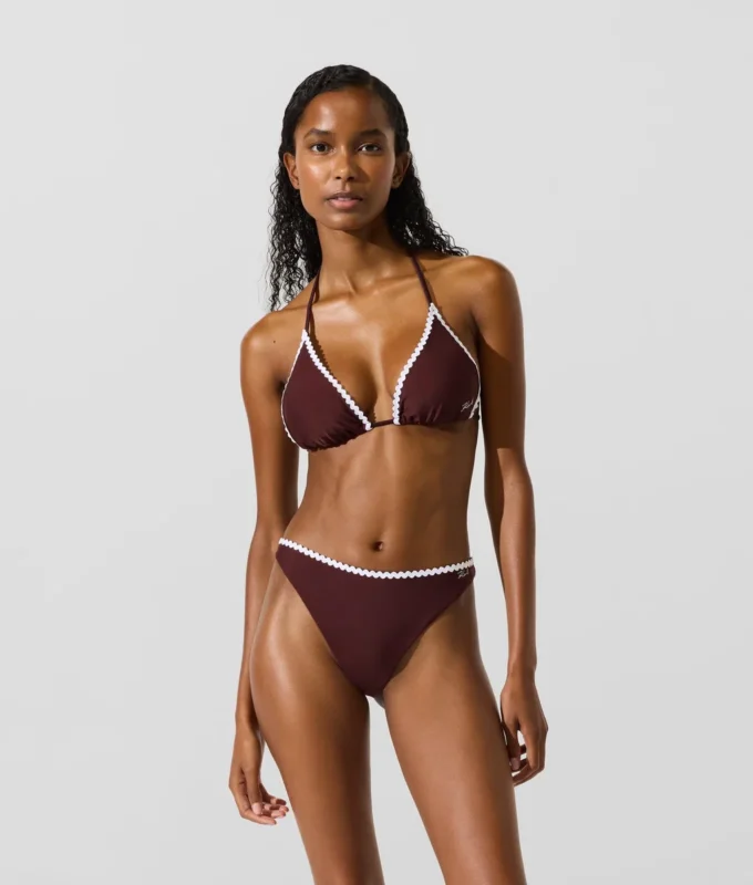 Top de bikini triangular con festones