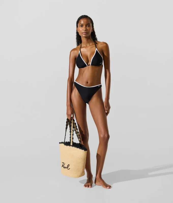 Top de bikini triangular con festones