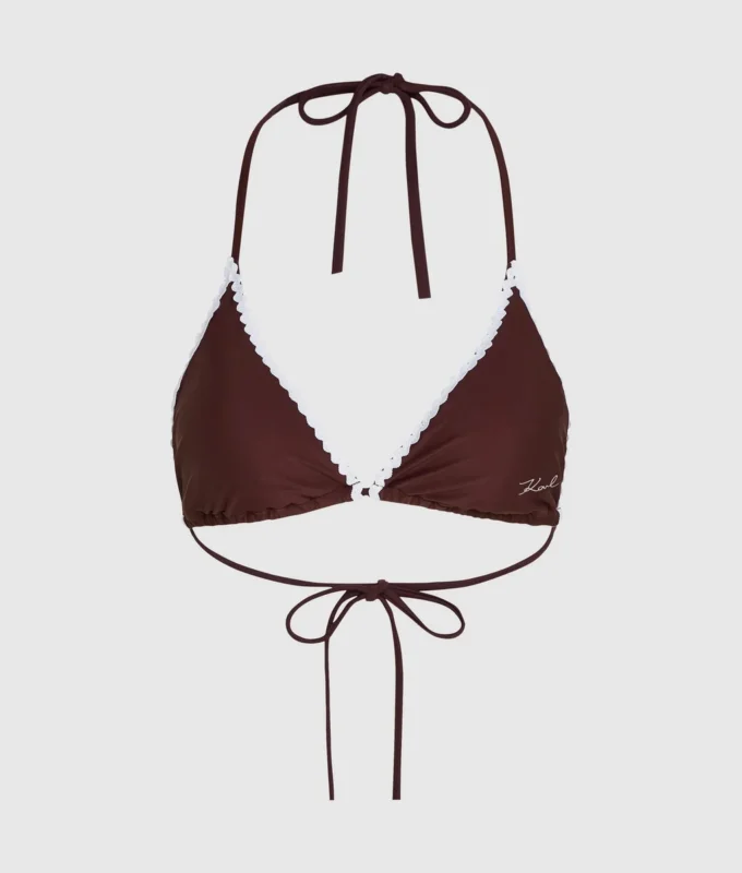 Top de bikini triangular con festones