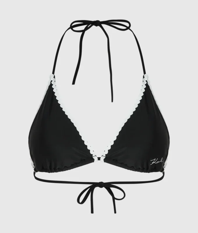 Top de bikini triangular con festones