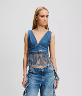 TOP DE DENIM CON FLECOS