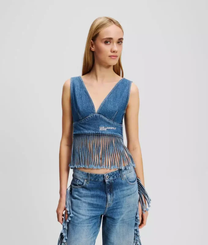 TOP DE DENIM CON FLECOS