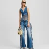 TOP DE DENIM CON FLECOS