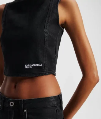 TOP DE DENIM RECUBIERTO