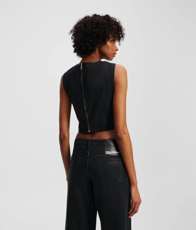 TOP DE DENIM RECUBIERTO