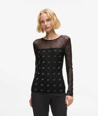 Top de malla con autógrafo de pedrería