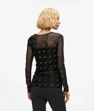 Top de malla con autógrafo de pedrería