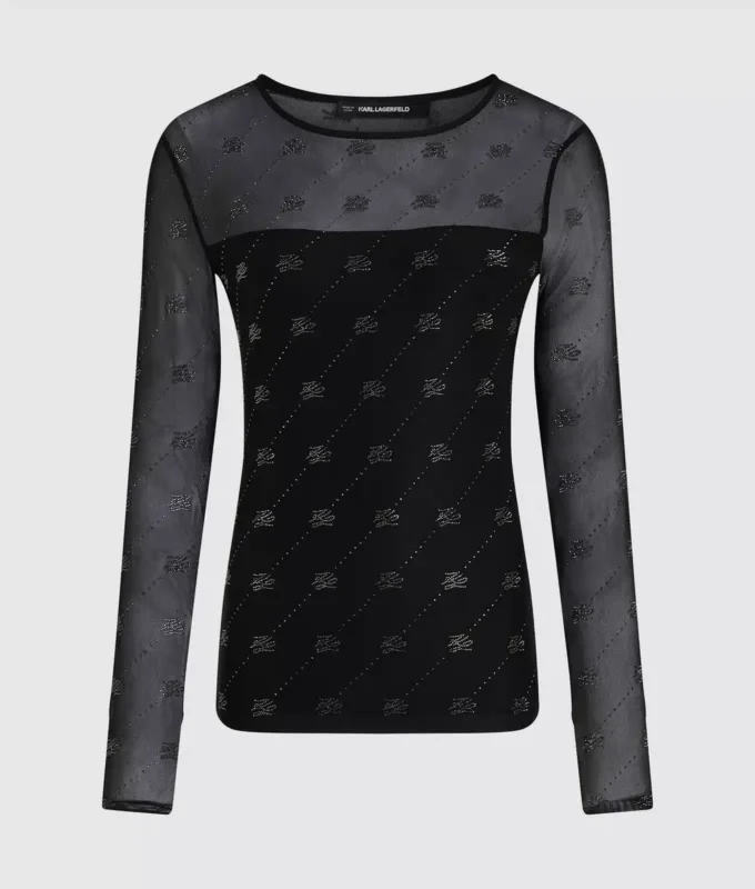 Top de malla con autógrafo de pedrería