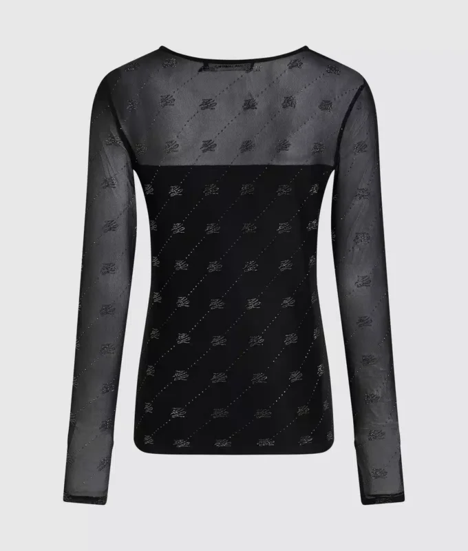 Top de malla con autógrafo de pedrería