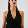 TOP HALTER PLISADO CON FLORES