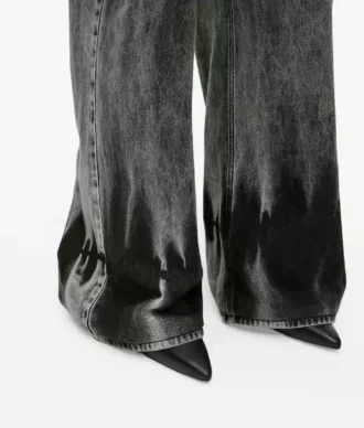 Vaqueros anchos de talle bajo y lavado blanqueado