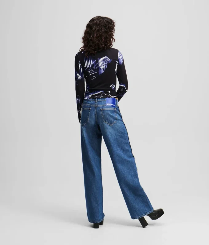 VAQUEROS RELAJADOS DE TALLA MEDIA CON FRANJAS