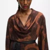 Vestido caftán con estampado de abanicos