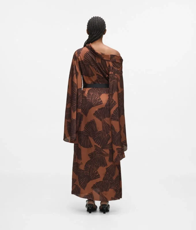 Vestido caftán con estampado de abanicos