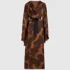 Vestido caftán con estampado de abanicos