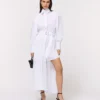 Vestido camisero con paneles plisados