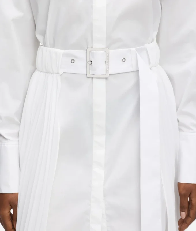 Vestido camisero con paneles plisados