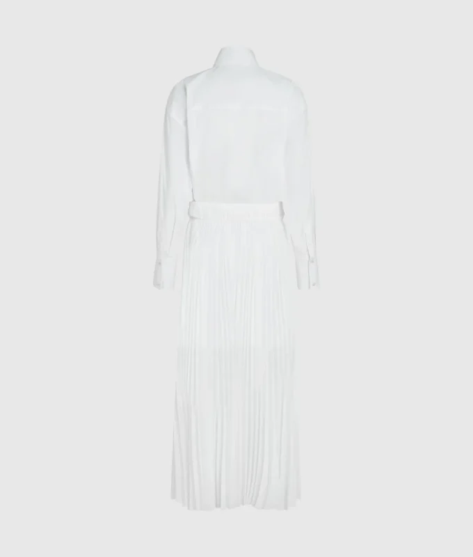 Vestido camisero con paneles plisados