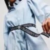 VESTIDO CAMISERO DE DENIM CON MANGAS ABULLONADAS