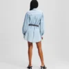VESTIDO CAMISERO DE DENIM CON MANGAS ABULLONADAS