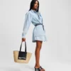 VESTIDO CAMISERO DE DENIM CON MANGAS ABULLONADAS
