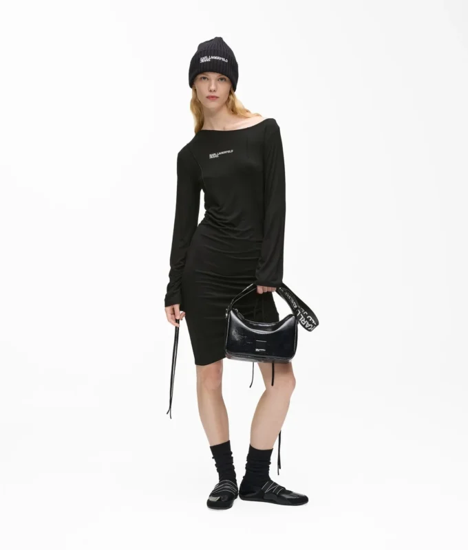 Vestido con cordón ajustable y hombros descubiertos