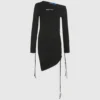 Vestido con cordón ajustable y hombros descubiertos