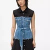 Vestido con corpiño de denim