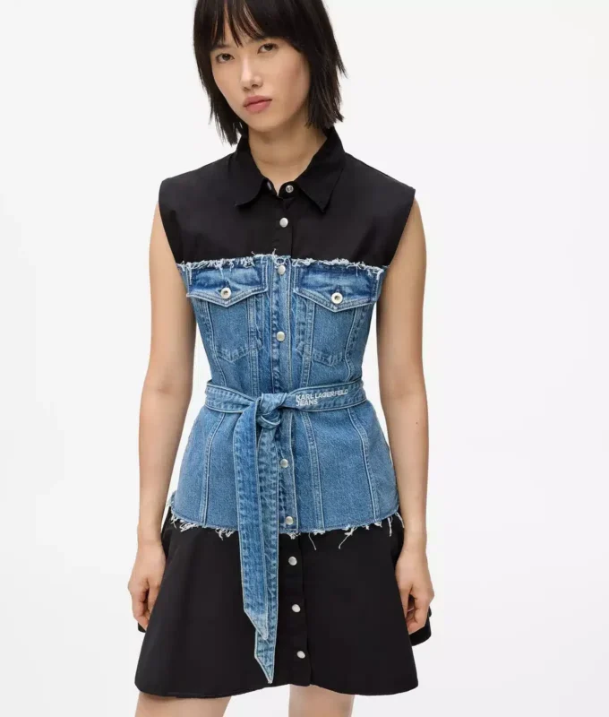 Vestido con corpiño de denim