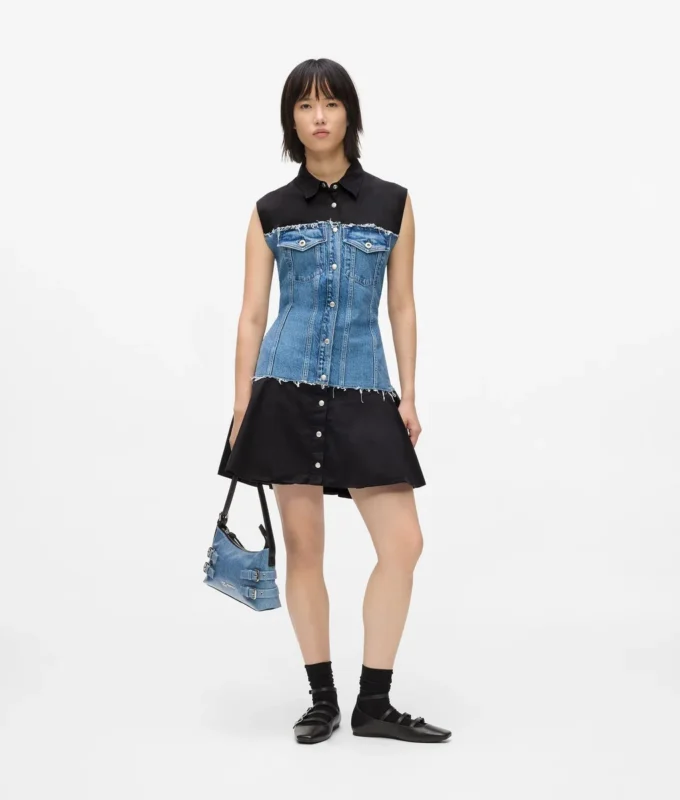 Vestido con corpiño de denim