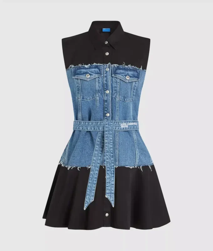 Vestido con corpiño de denim