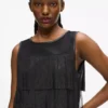 Vestido con flecos de piel sintética