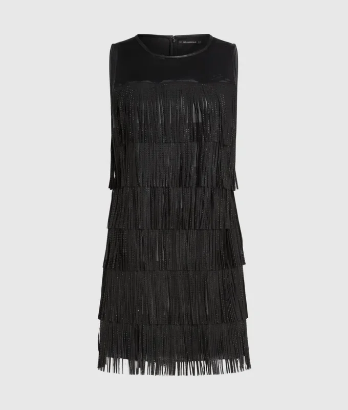 Vestido con flecos de piel sintética