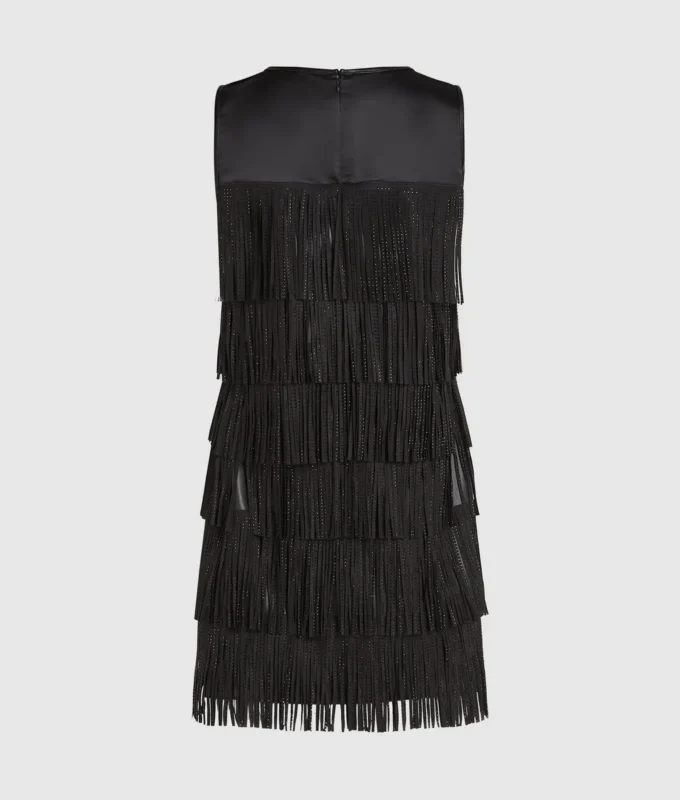 Vestido con flecos de piel sintética