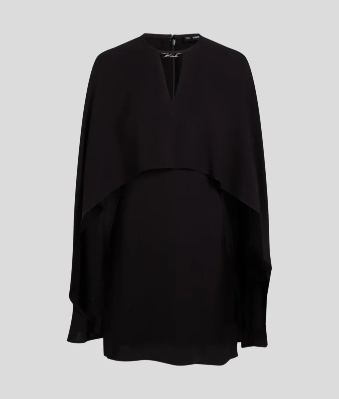 VESTIDO CORTO CON CAPA