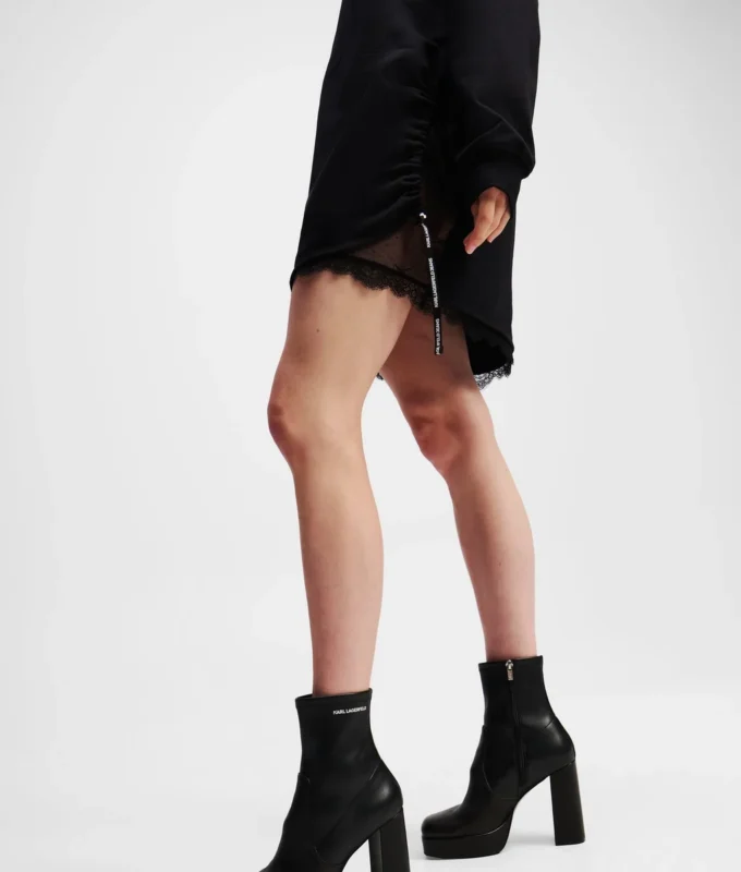 VESTIDO DE CHALECO CON DETALLES DE ENCAJE