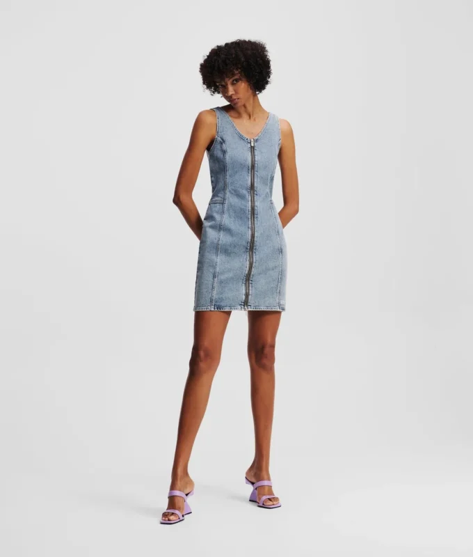 VESTIDO DE DENIM CON CUELLO EN V