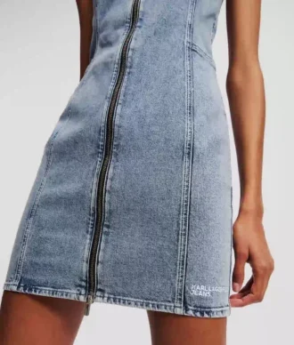 VESTIDO DE DENIM CON CUELLO EN V